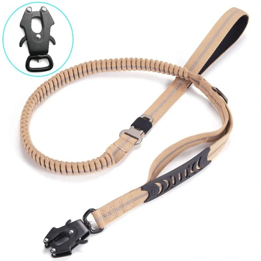 New High Quality Tactical Dog Leash Car Seat Belt Double Handle Lead Heavy Duty
